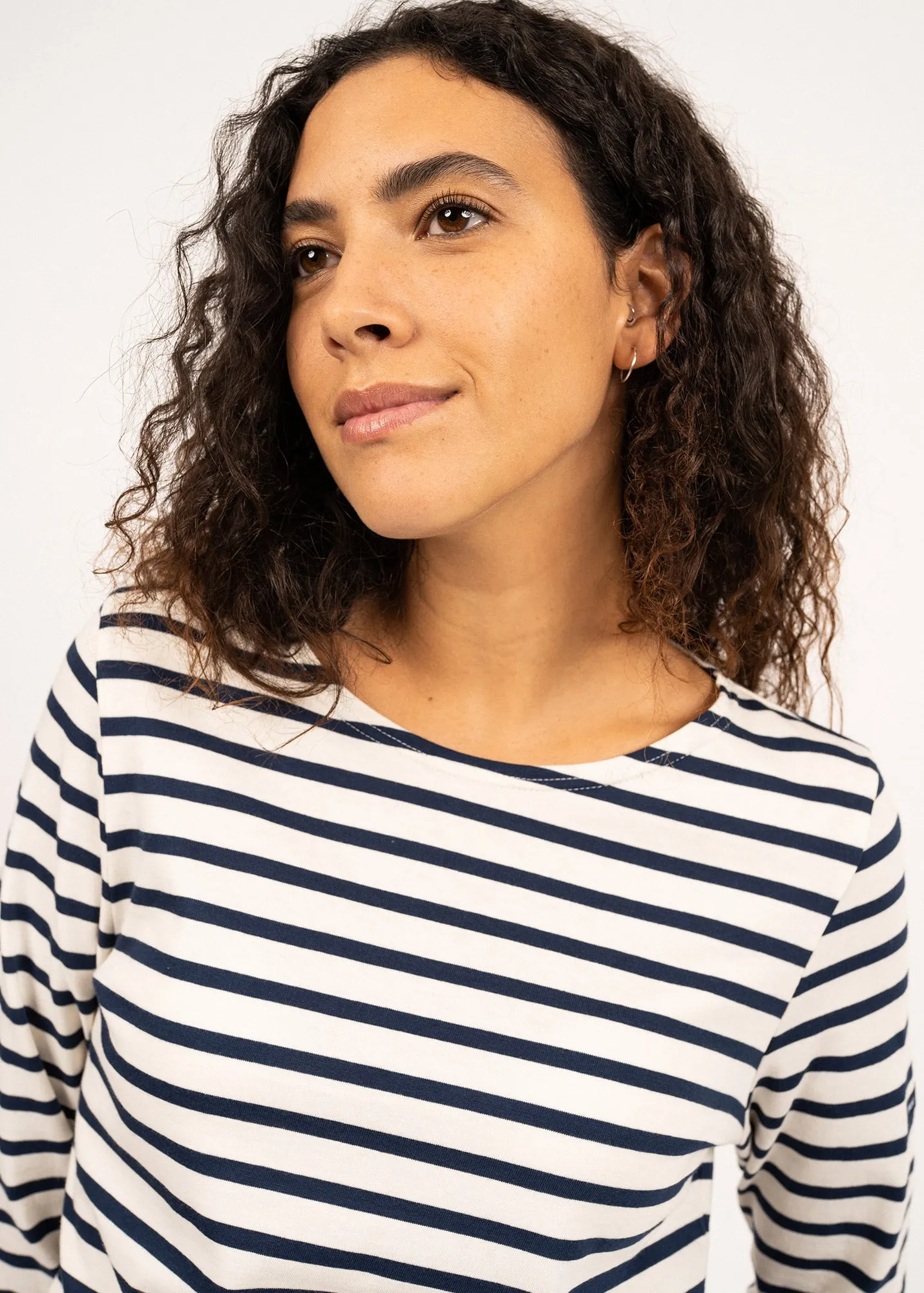 Minquidame striped sailor shirt - regular fit, in light cotton (ECRU/MARINE)