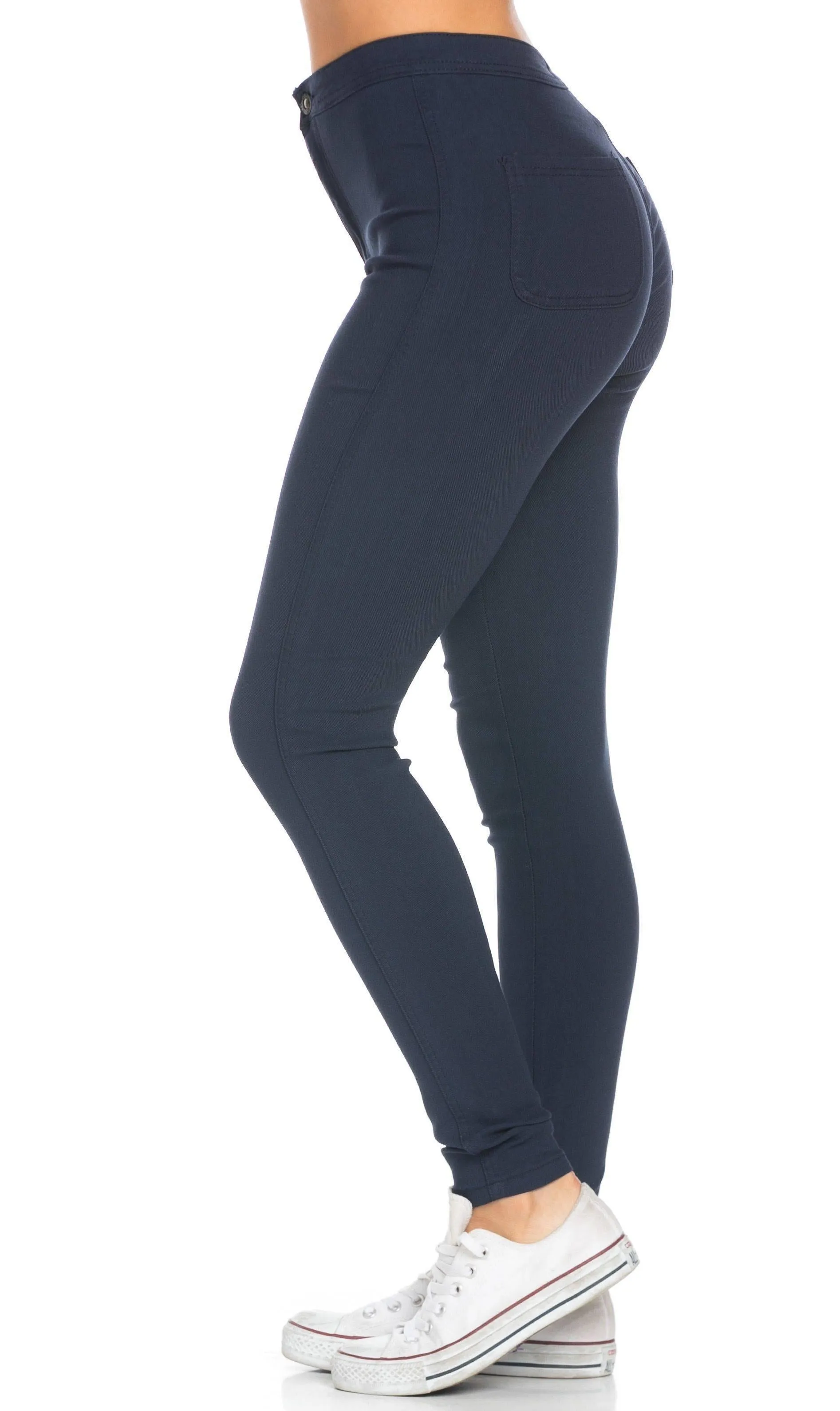 Super High Waisted Stretchy Skinny Jeans - Navy Blue